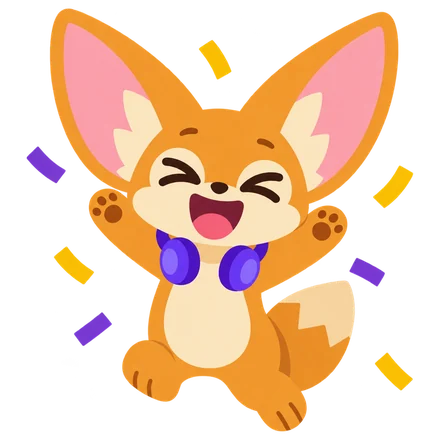 Fen the fox celebrating