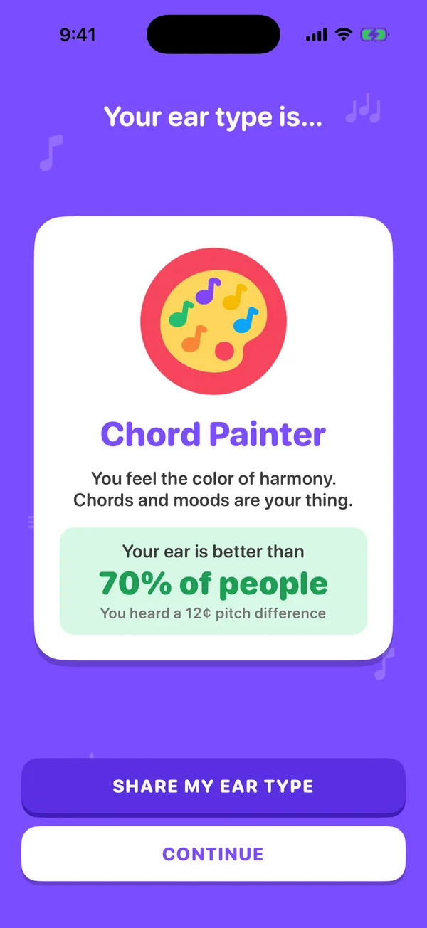 Hearmony ear type result: Chord Painter